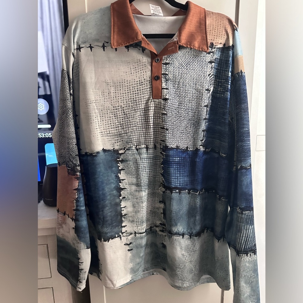 Men's Patchwork Long Sleeve Shirt